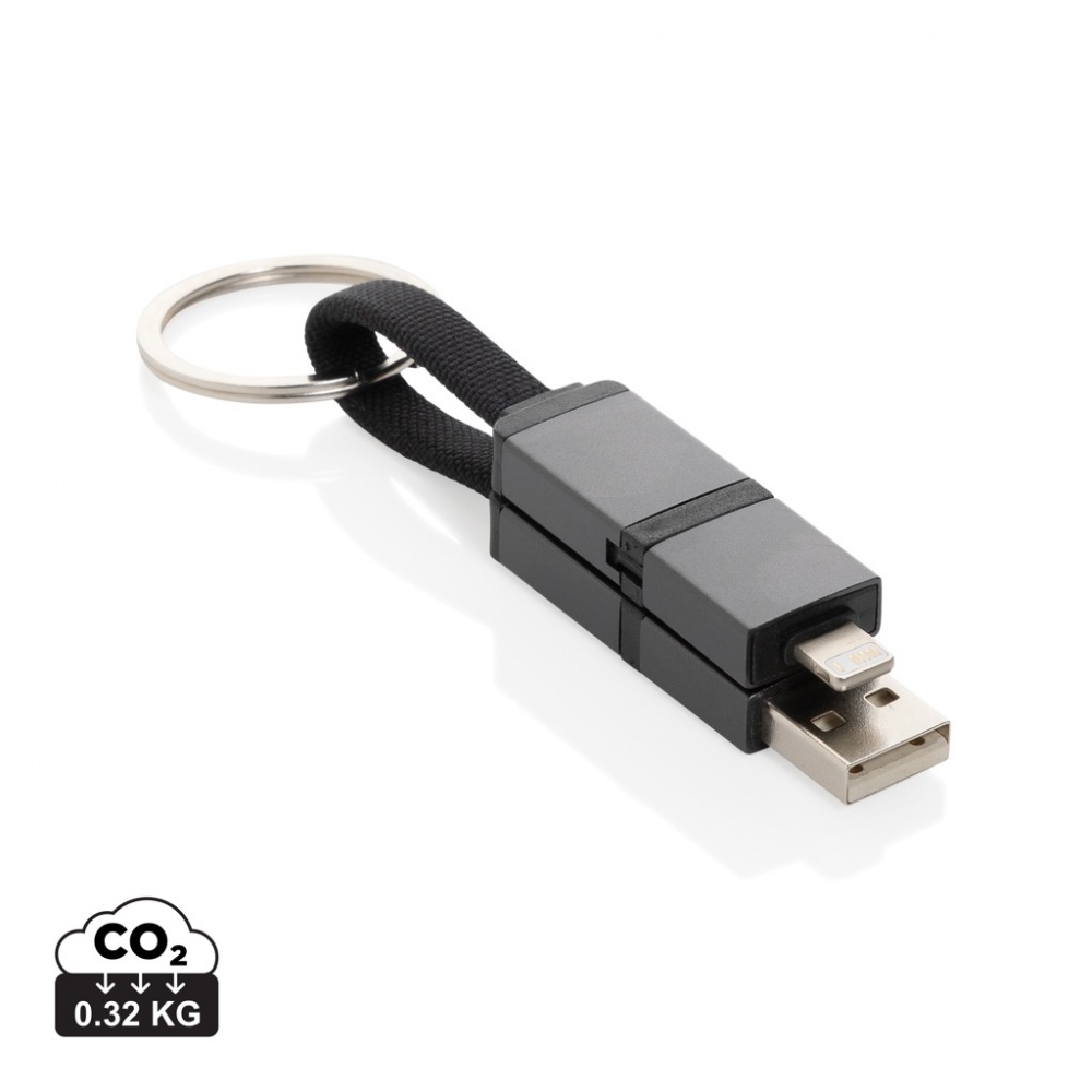 Logo trade promotional products picture of: Terra recycled aluminum 4 in 1 60W fast charging cable