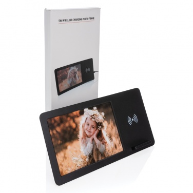 Logo trade business gifts image of: 5W Wireless charger and photo frame