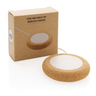 Logo trade promotional product photo of: Cork and Wheat 5W wireless charger