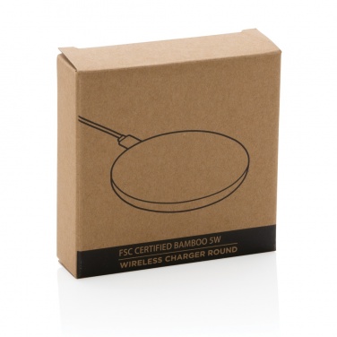 Logotrade corporate gift image of: Bamboo 5W round wireless charger