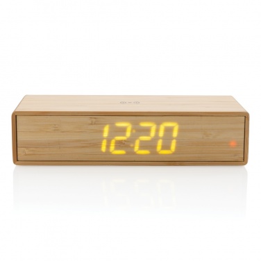 Logo trade advertising product photo of: Bamboo alarm clock with 5W wireless charger