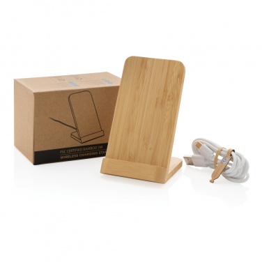 Logotrade promotional item picture of: Bamboo 5W wireless charging stand