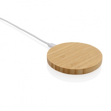 Logo trade corporate gift photo of: Bamboo 15W wireless charger