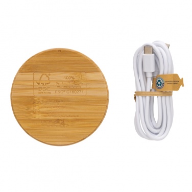 Logo trade promotional products picture of: Bamboo 15W wireless charger