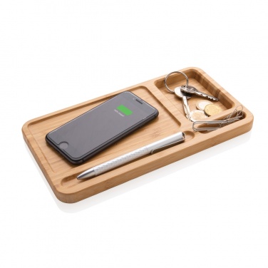 Logotrade promotional gift picture of: Bamboo desk organiser 10W wireless charger