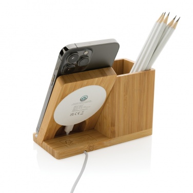 Logo trade promotional gift photo of: Calgary bamboo 10W wireless charger