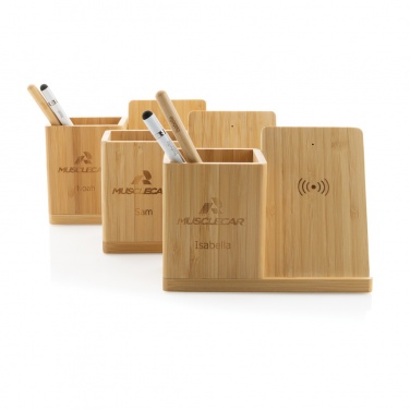 Logotrade promotional giveaway image of: Calgary bamboo 10W wireless charger