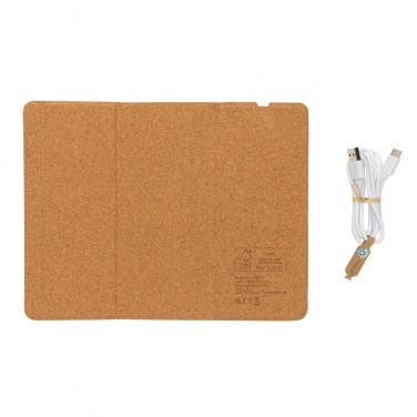 Logo trade advertising products image of: 10W wireless charging cork mousepad and stand