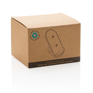 Logotrade promotional giveaway image of: RCS recycled plastic double coil wireless stand 15W