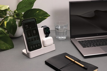 Logo trade promotional gifts image of: Joltz RCS recycled plastic dual 15W charger with iWatch slot