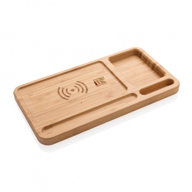 Logotrade business gift image of: Bamboo desk organiser 5W wireless charger