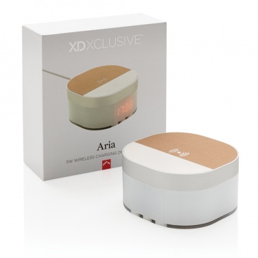 Logo trade promotional gifts image of: Aria 5W Wireless Charging Digital Clock