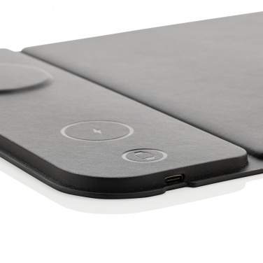 Logo trade corporate gifts picture of: Swiss peak RCS recycled PU 15W 3 in 1 charging mousepad