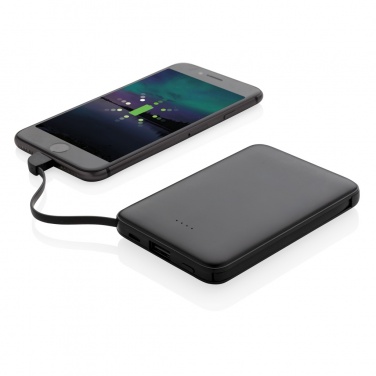 Logo trade promotional merchandise photo of: 5.000 mAh Pocket Powerbank with integrated cables