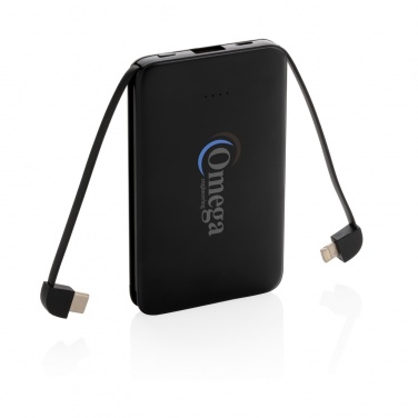 Logo trade business gift photo of: 5.000 mAh Pocket Powerbank with integrated cables