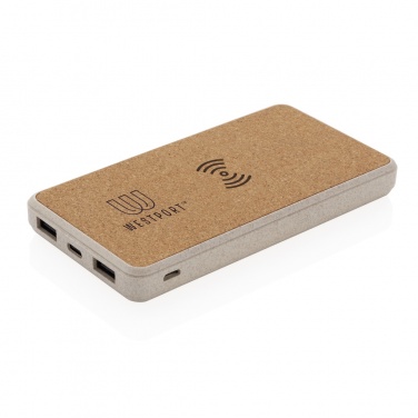 Logotrade advertising products photo of: Cork and Wheat Straw 8.000 mAh 5W wireless powerbank