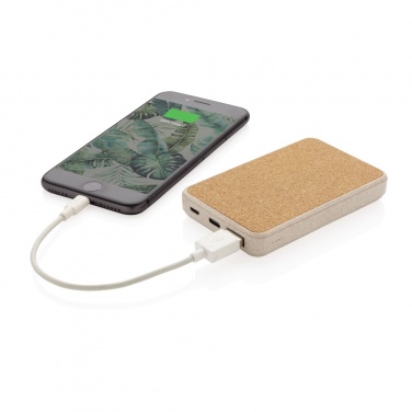 Logo trade promotional giveaways image of: Cork and Wheat 5.000 mAh pocket powerbank