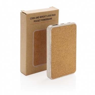 Logo trade promotional giveaways picture of: Cork and Wheat 5.000 mAh pocket powerbank