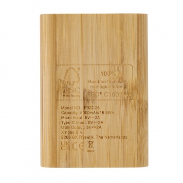 Logotrade promotional product image of: Bamboo 5.000 mAh powerbank