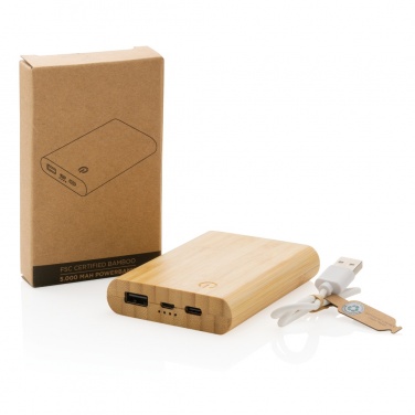 Logo trade promotional giveaways picture of: Bamboo 5.000 mAh powerbank