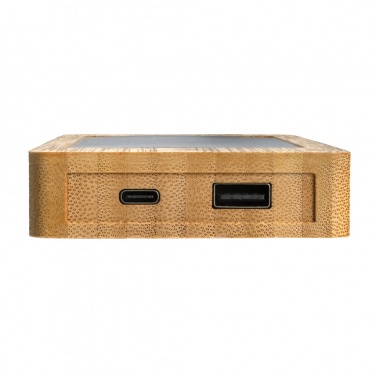 Logo trade promotional gifts image of: Sunwick 10.000 mAh Bamboo solar powerbank