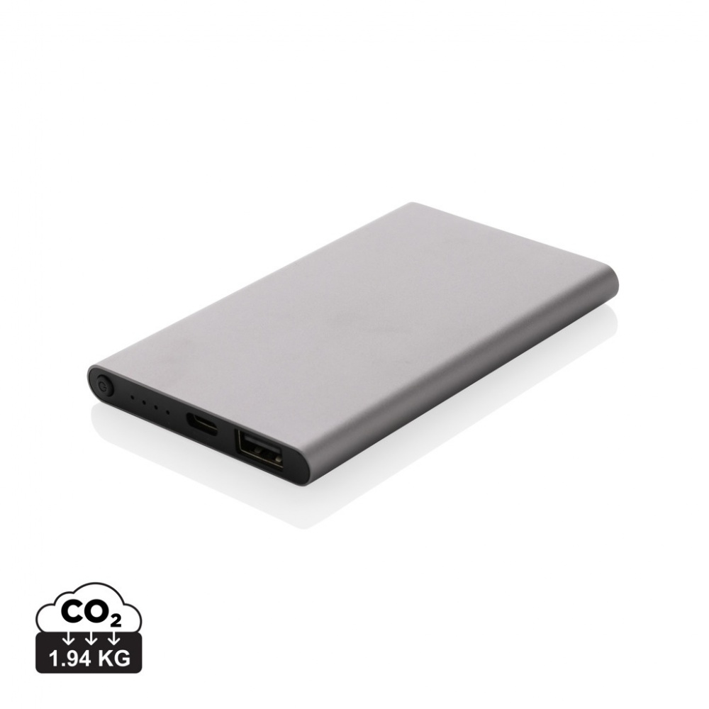 Logo trade promotional giveaway photo of: RCS recycled plastic/aluminum 4000 mah powerbank with type C