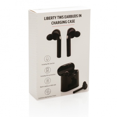 Logo trade promotional items image of: Liberty wireless earbuds in charging case