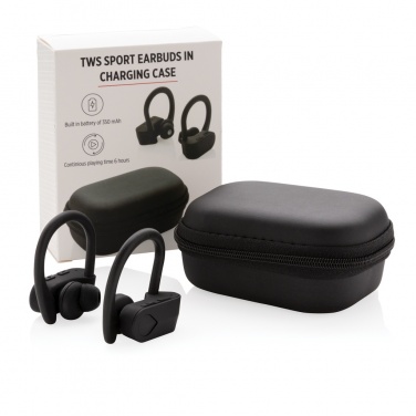 Logo trade promotional items image of: TWS sport earbuds in charging case