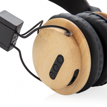 Logo trade promotional merchandise picture of: Bamboo wireless headphone