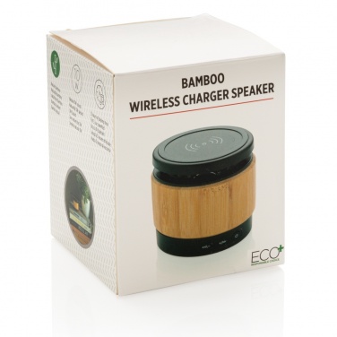 Logotrade promotional product image of: Bamboo wireless charger speaker