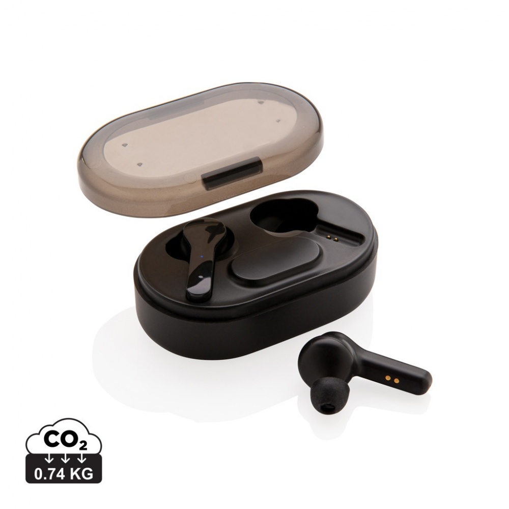 Logotrade promotional giveaway image of: Light up logo TWS earbuds in charging case