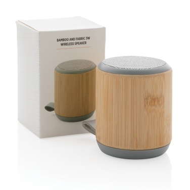 Logo trade promotional merchandise image of: Bamboo and fabric 3W wireless speaker