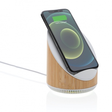 Logotrade promotional gifts photo of: Ovate bamboo 5W speaker with 15W wireless charger