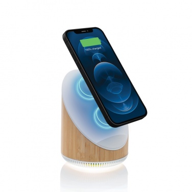 Logotrade promotional gift picture of: Ovate bamboo 5W speaker with 15W wireless charger