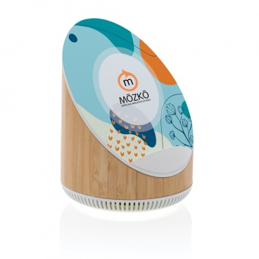 Logo trade promotional gifts picture of: Ovate bamboo 5W speaker with 15W wireless charger