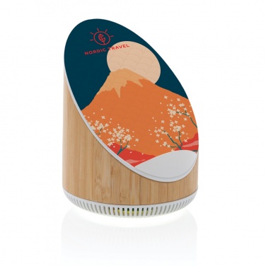 Logo trade advertising products image of: Ovate bamboo 5W speaker with 15W wireless charger