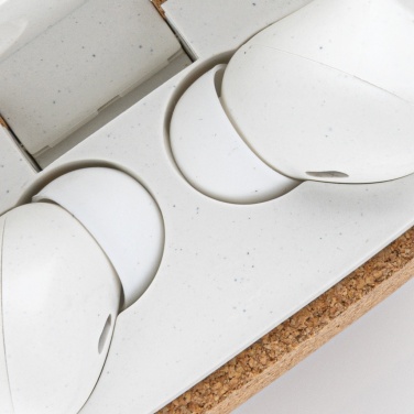 Logo trade promotional item photo of: Oregon RCS recycled plastic and cork TWS earbuds