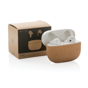 Logotrade promotional merchandise image of: Oregon RCS recycled plastic and cork TWS earbuds