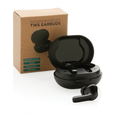 Logo trade corporate gifts image of: RCS standard recycled plastic TWS earbuds