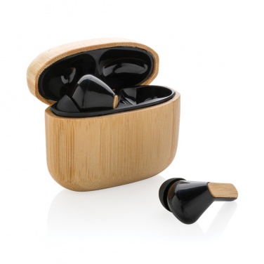 Logo trade advertising product photo of: Bamboo TWS earbuds with RCS recycled plastic