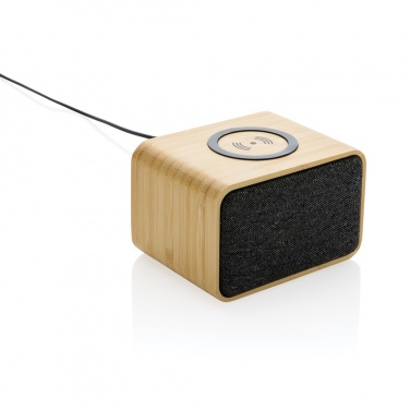 Logo trade promotional gifts picture of: RCS Rplastic 3W speaker with bamboo 5W wireless