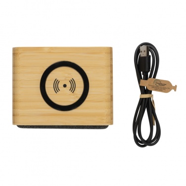 Logo trade advertising products picture of: RCS Rplastic 3W speaker with bamboo 5W wireless