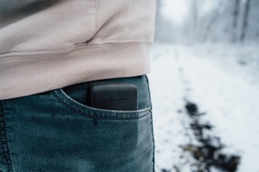 Logo trade corporate gifts image of: Skywave RCS recycled plastic solar earbuds