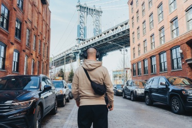 Logo trade promotional products image of: Irvine RCS recycled and repairable ANC wireless headphone