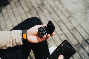 Logo trade promotional item photo of: Lakewood RCS recycled and repairable wireless earbuds