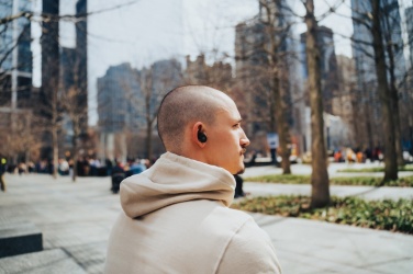 Logo trade promotional giveaways image of: Lakewood RCS recycled and repairable wireless earbuds