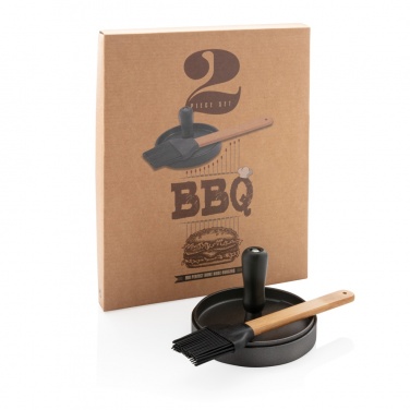 Logo trade business gifts image of: BBQ set with hamburger press and brush