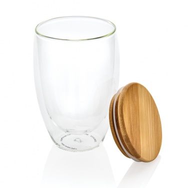 Logotrade corporate gifts photo of: Double wall borosilicate glass with bamboo lid 350ml