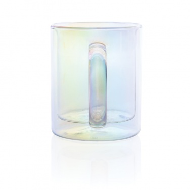 Logo trade promotional giveaways image of: Deluxe double wall electroplated glass mug