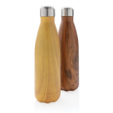 Logo trade promotional merchandise image of: Vacuum insulated stainless steel bottle with wood print